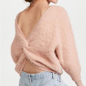 Ba&sh Fill Sweater twist back fuzzy alpaca peach
Size XS